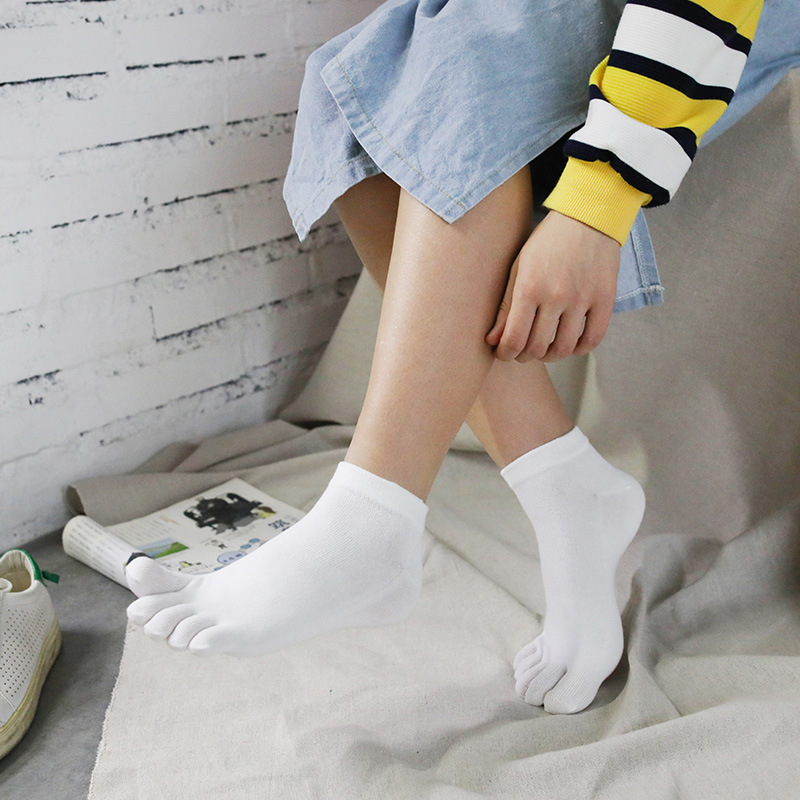 Toe Socks Female Spring And Summer Thin Section Cotton Candy Color Socks Duantong Toe Socks Nine-color Solid Color